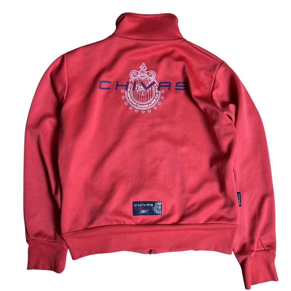 Reebok Sweater Unisex Adults S Red Full Zip Mock Neck Pockets Chivas Logo